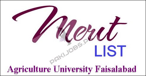 Agriculture University Faisalabad Merit List 2023 UAF MA, MSc, MBA, Postgraduate