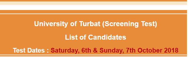 University of Turbat Jobs NTS Test Result 2023 6th, 7th October Answer Keys