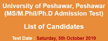 University of Peshawar UOP NTS Admission Test Result 2023 5th October