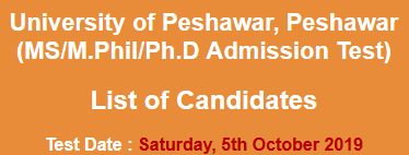 University of Peshawar UOP NTS Admission Test Result 2024 5th October