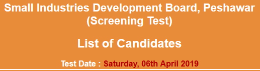 Small Industries Development Board Peshawar NTS Test Result 2023 6th April