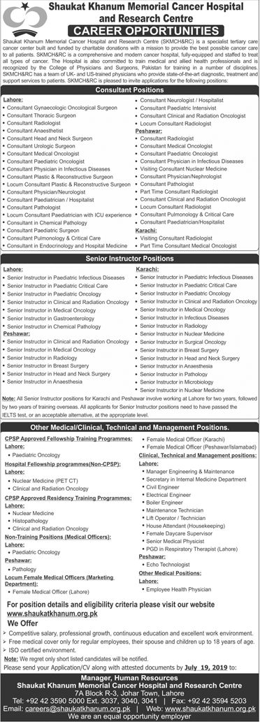 Shaukat Khanum Hospital Lahore Jobs 2024 Advertisement Application Form Download