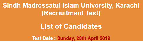 Sindh Madressatul Islam University SMIU Lecturer Jobs NTS Test Result 2023 28th April