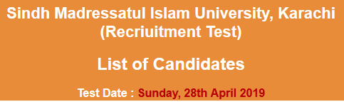 Sindh Madressatul Islam University SMIU Lecturer Jobs NTS Test Result 2024 28th April