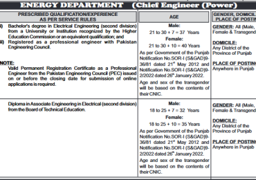 Punjab Energy Department Jobs 2023 Form Download Online