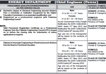 Punjab Energy Department Jobs 2024 Form Download Online