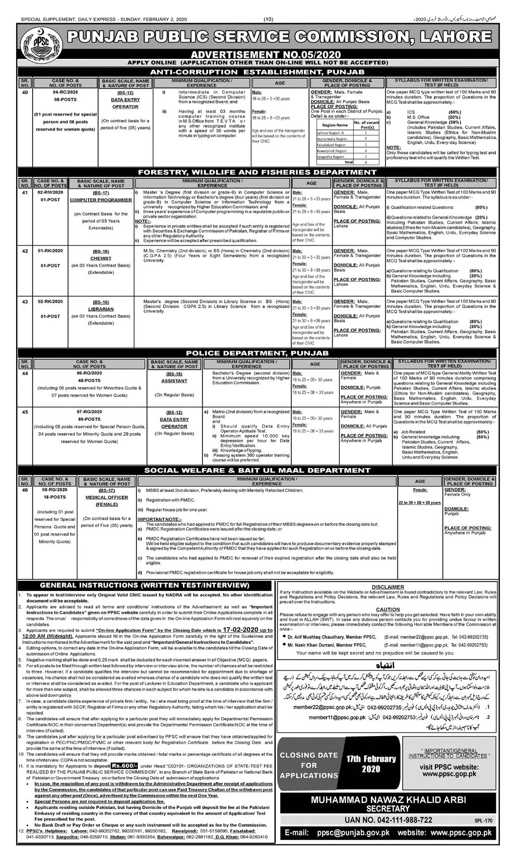 PPSC Punjab Police Department Jobs 2024 Written Test Paper Syllabus MCQs
