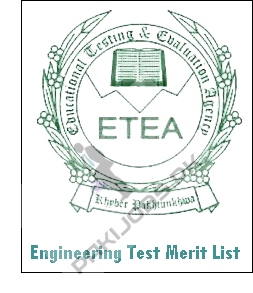 ETEA Engineering Merit List 2024 1st, 2nd, 3rd Open, Self Finance