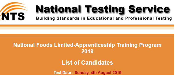 National Foods Apprenticeship Training Program NTS Test Result 2024 4th August