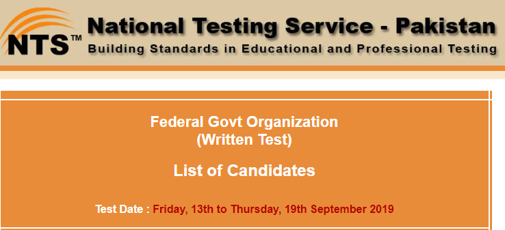 FGO Jobs NTS Test Result 2024 13th, 14th, 15th, 16th, 17th, 18th, 19th September