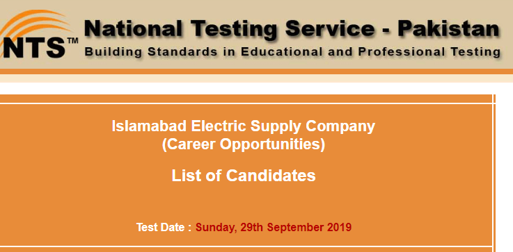 IESCO Jobs NTS Test Answer Keys 2023 29th September Islamabad Electric