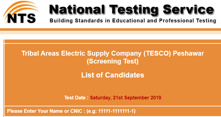 TESCO Peshawar NTS Test Answer Key 2024 21st September