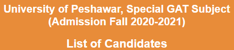 Peshawar University Masters Admission NTS Entry Test Result 2023 1st November