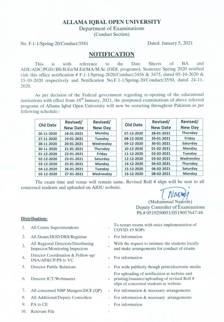 AIOU Spring Admission 2023 New Date Schedule