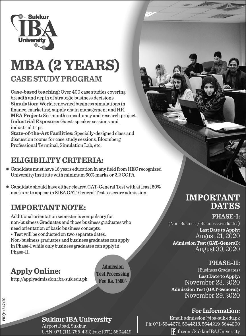 IBA Sukkur MBA Admission 2023 Apply Online Form Last Date