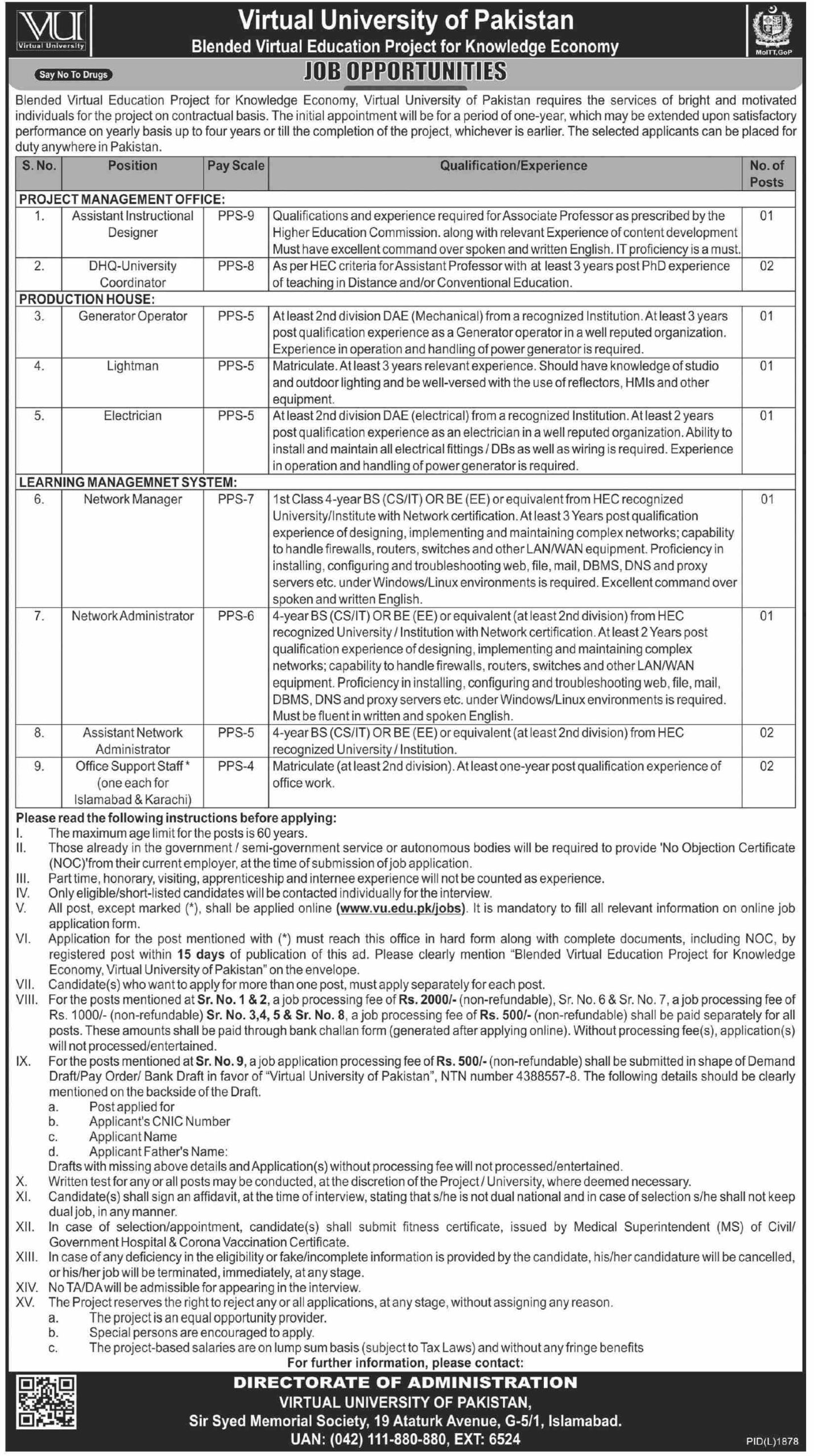 Virtual University Jobs 2023 Apply Online