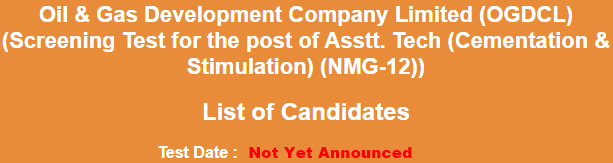 OGDCL NTS Test Result 10 February 2023 Answer Key check By Name, CNIC