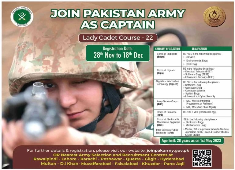 Join Pak Army As Lady Cadet 2023