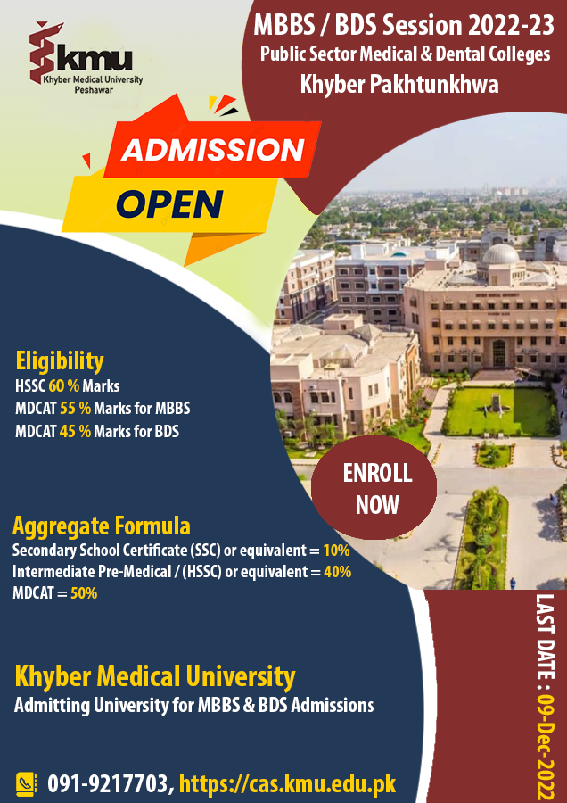 KMU Merit List 2024-2023 MBBS, BDS www.kmu.edu.pk