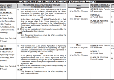 PPSC Agriculture Department Jobs 2023 Application Form