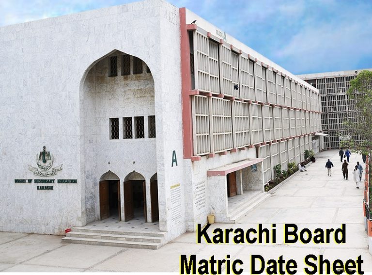 Karachi Board Matric Date Sheet 2024 9th 10th Class, Science Arts Group