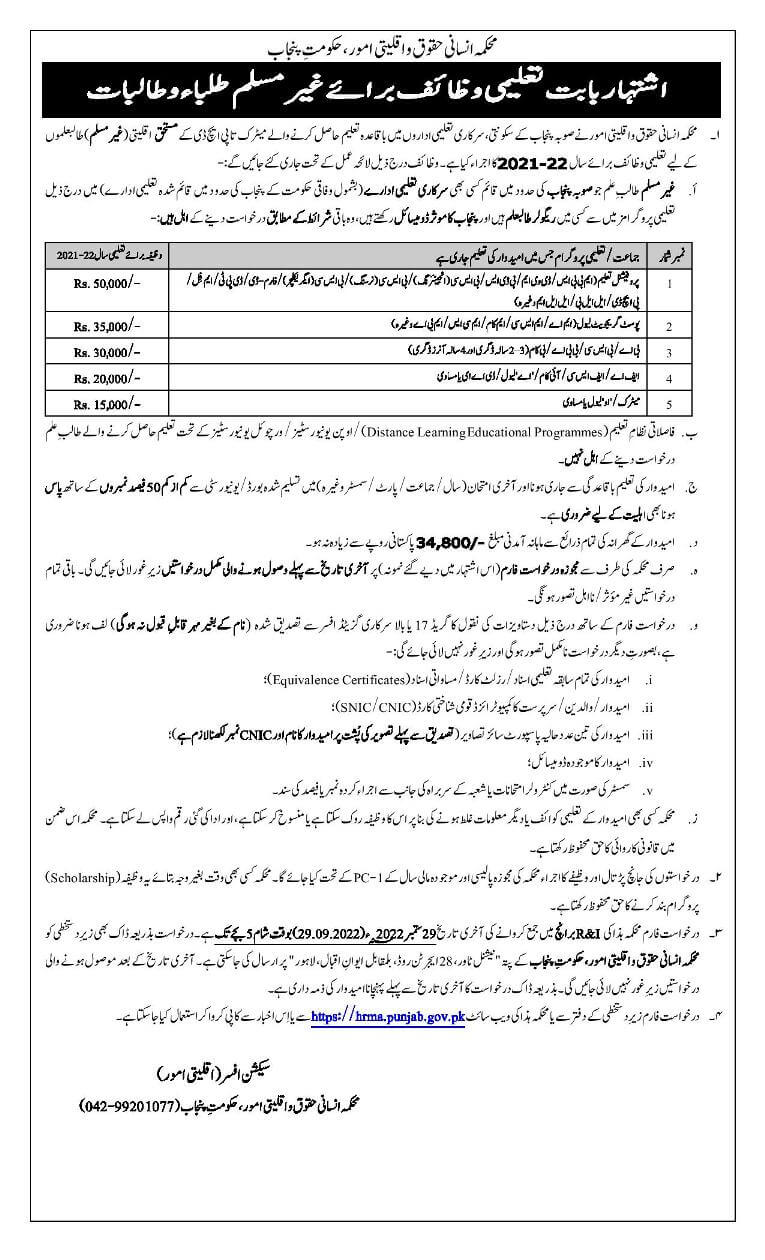 Minority Scholarship 2023 Last Date, Application Form